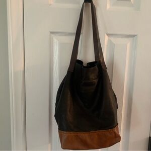 Urban Renewal Thread & Paper Black and Brown Soft Leather Tote Bag Purse